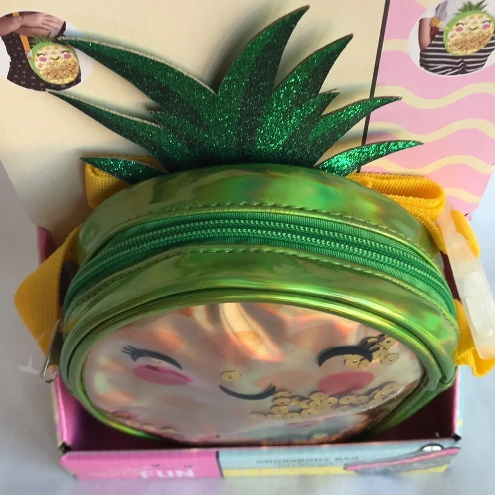 Two-in-one pineapple crossbody bag and fanny pack